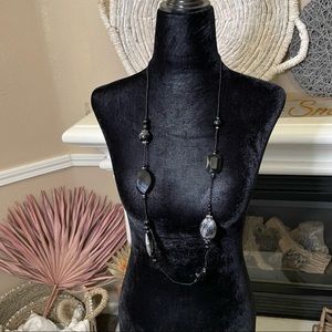 Long Black Beaded Necklace